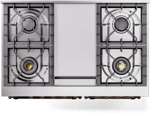 Ilve UPD40FQNMPBKCLP Nostalgie Ii 40 Inch Dual Fuel Liquid Propane Freestanding Range In Glossy Black With Chrome Trim