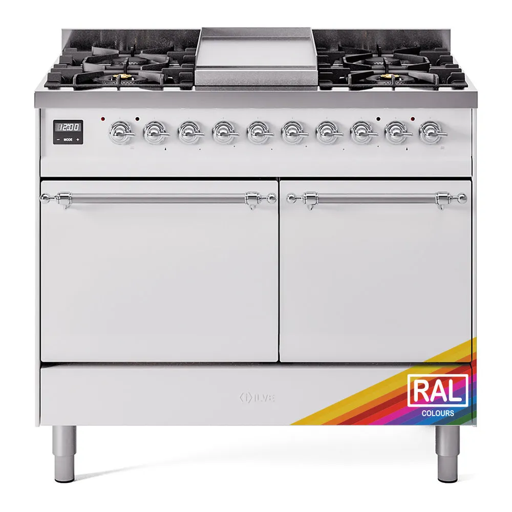 Ilve UPD40FQNMPRAC Nostalgie Ii 40 Inch Dual Fuel Natural Gas Freestanding Range In Ral Custom Color With Chrome Trim