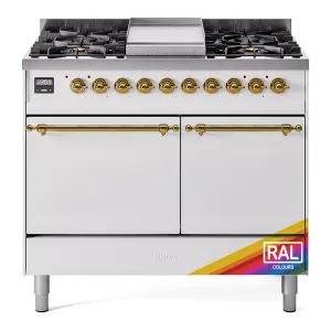 Ilve UPD40FQNMPRAG Nostalgie Ii 40 Inch Dual Fuel Natural Gas Freestanding Range In Ral Custom Color With Brass Trim
