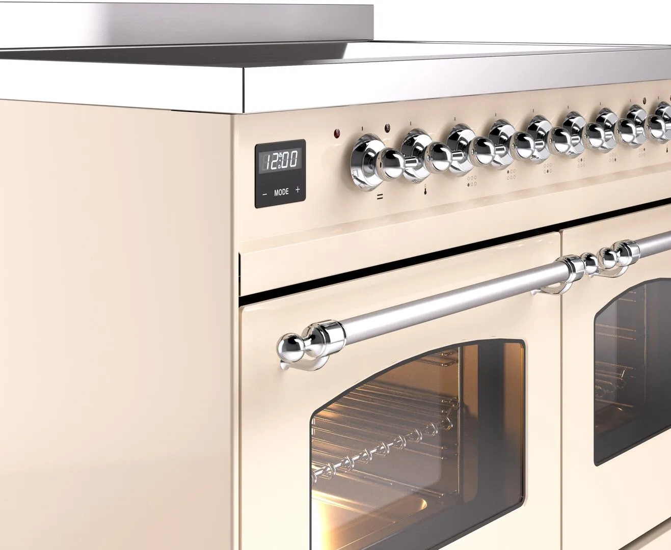 Ilve UPDI406NMPAWC Nostalgie Ii 40 Inch Electric Freestanding Range In Antique White With Chrome Trim