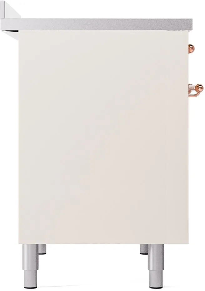 Ilve UPDI406NMPAWP Nostalgie Ii 40 Inch Electric Freestanding Range In Antique White With Copper Trim