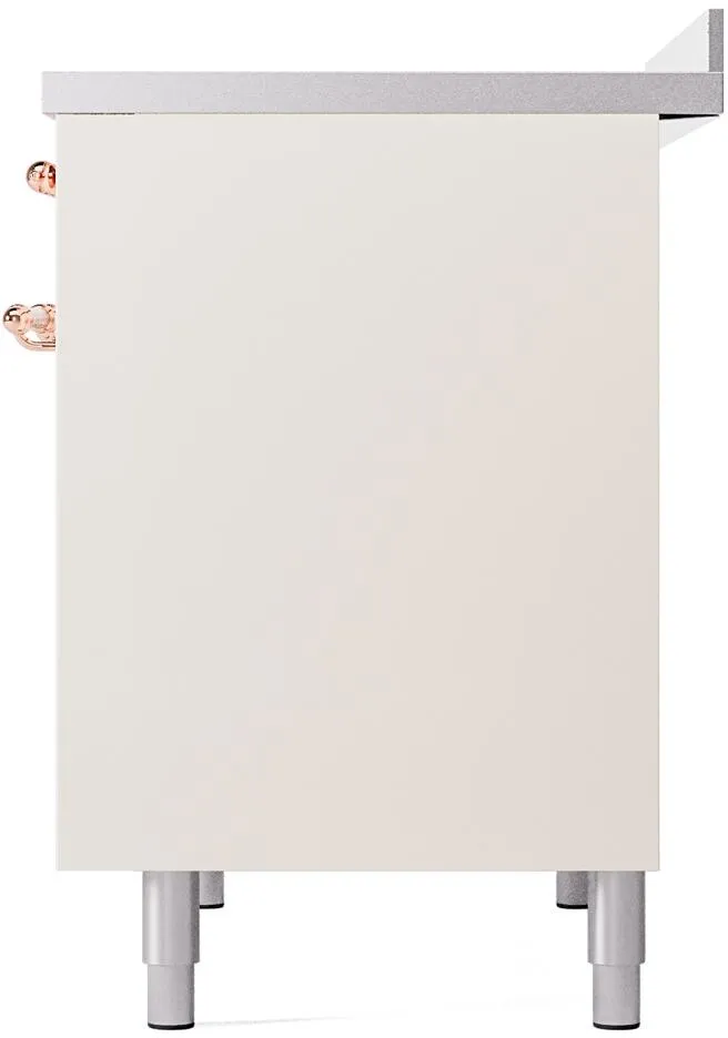 Ilve UPDI406NMPAWP Nostalgie Ii 40 Inch Electric Freestanding Range In Antique White With Copper Trim