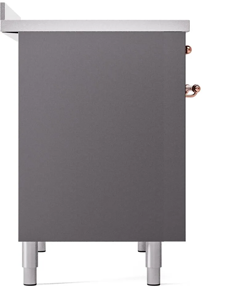 Ilve UPDI406NMPMGP Nostalgie Ii 40 Inch Electric Freestanding Range In Matte Graphite With Copper Trim