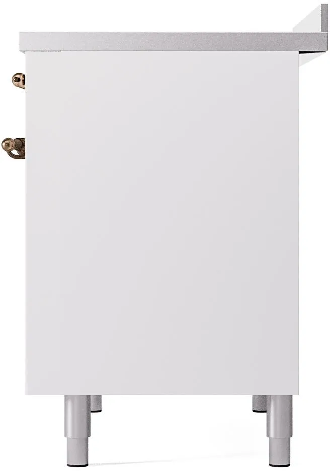 Ilve UPDI406NMPWHB Nostalgie Ii 40 Inch Electric Freestanding Range In White With Bronze Trim
