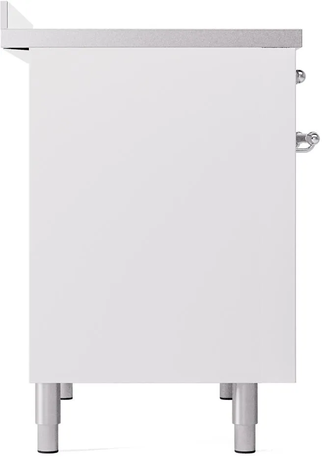 Ilve UPDI406NMPWHC Nostalgie Ii 40 Inch Electric Freestanding Range In White With Chrome Trim