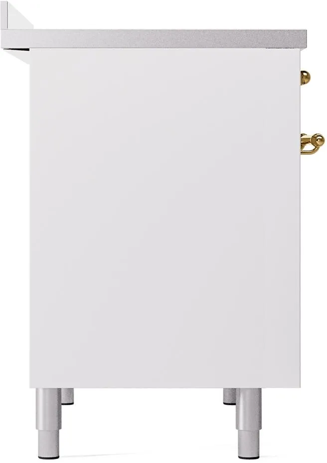 Ilve UPDI406NMPWHG Nostalgie Ii 40 Inch Electric Freestanding Range In White With Brass Trim