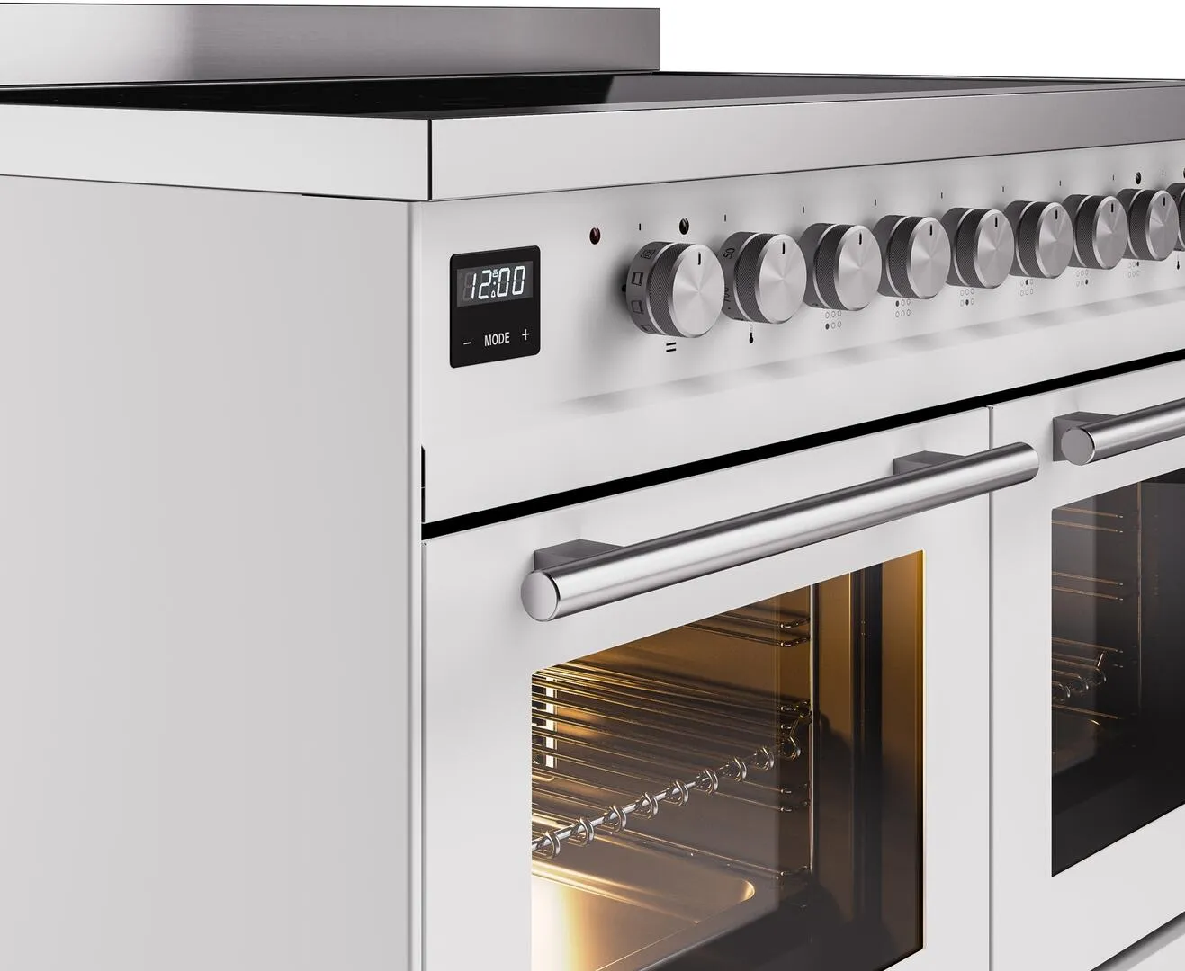 Ilve UPDI406WMPWH Professional Plus Ii 40 Inch Electric Freestanding Range In White With Trim