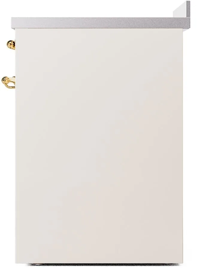 Ilve UPI304NMPAWG Nostalgie Ii 30 Inch Electric Freestanding Range In Antique White With Brass Trim