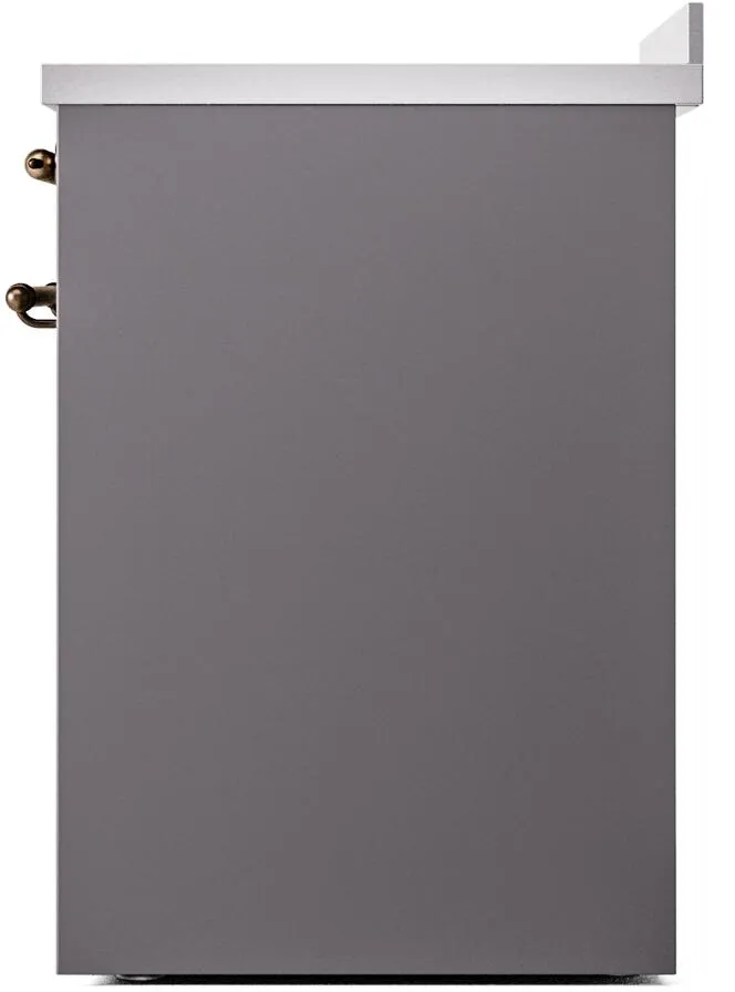 Ilve UPI304NMPMGB Nostalgie Ii 30 Inch Electric Freestanding Range In Matte Graphite With Bronze Trim