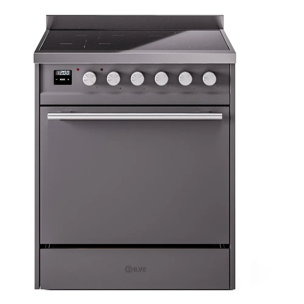 Ilve UPI304QMPMG Professional Plus Ii 30 Inch Electric Freestanding Range In Matte Graphite With Trim