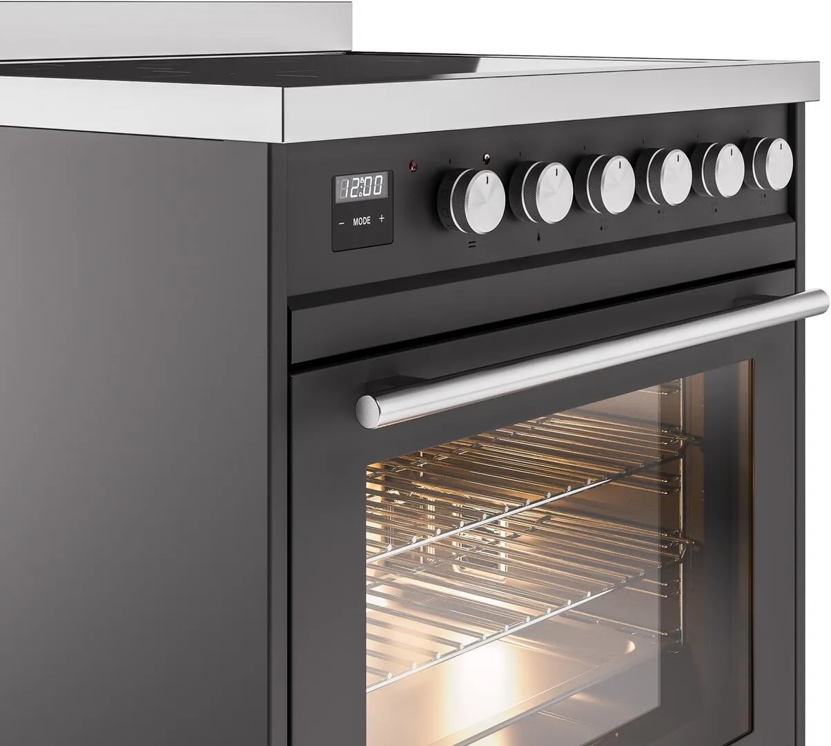 Ilve UPI304WMPMG Professional Plus Ii 30 Inch Electric Freestanding Range In Matte Graphite With Trim
