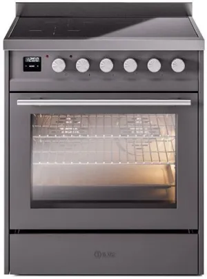 Ilve UPI304WMPMG Professional Plus Ii 30 Inch Electric Freestanding Range In Matte Graphite With Trim
