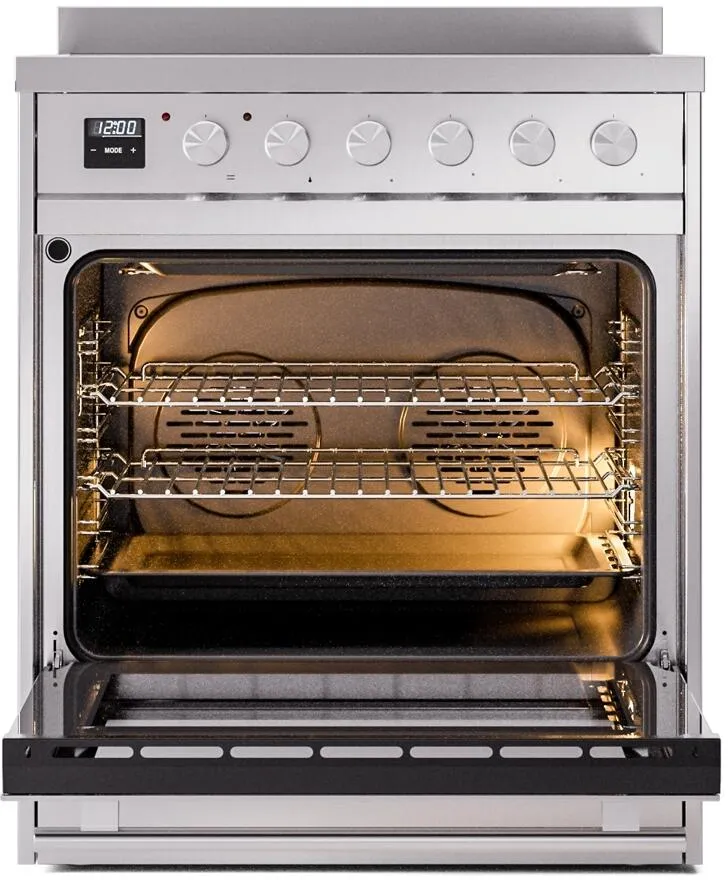 Ilve UPI304WMPSS Professional Plus Ii 30 Inch Electric Freestanding Range In Stainless Steel With Trim