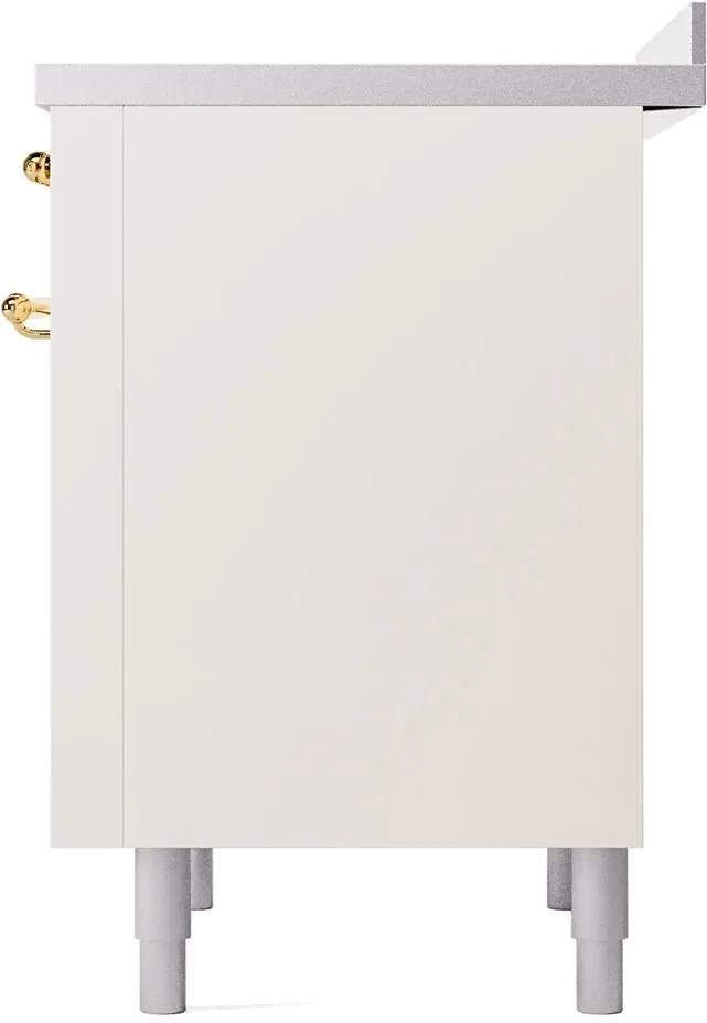 Ilve UPI366NMPAWG Nostalgie Ii 36 Inch Electric Freestanding Range In Antique White With Brass Trim