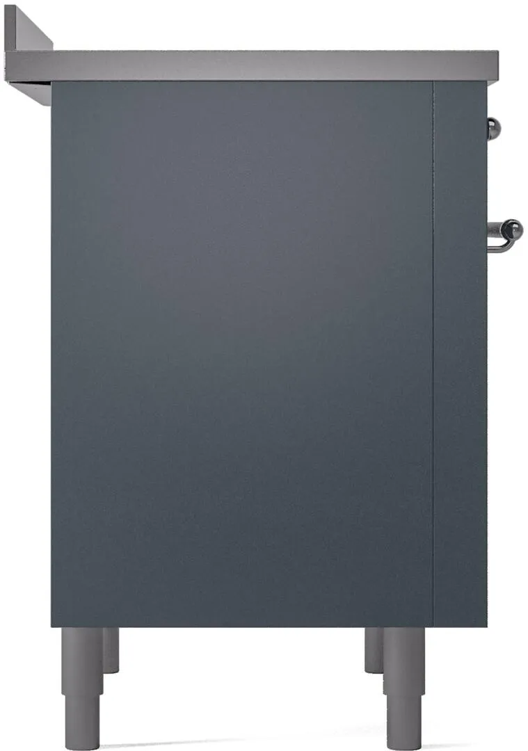 Ilve UPI366NMPBGC Nostalgie Ii 36 Inch Electric Freestanding Range In Blue Grey With Chrome Trim