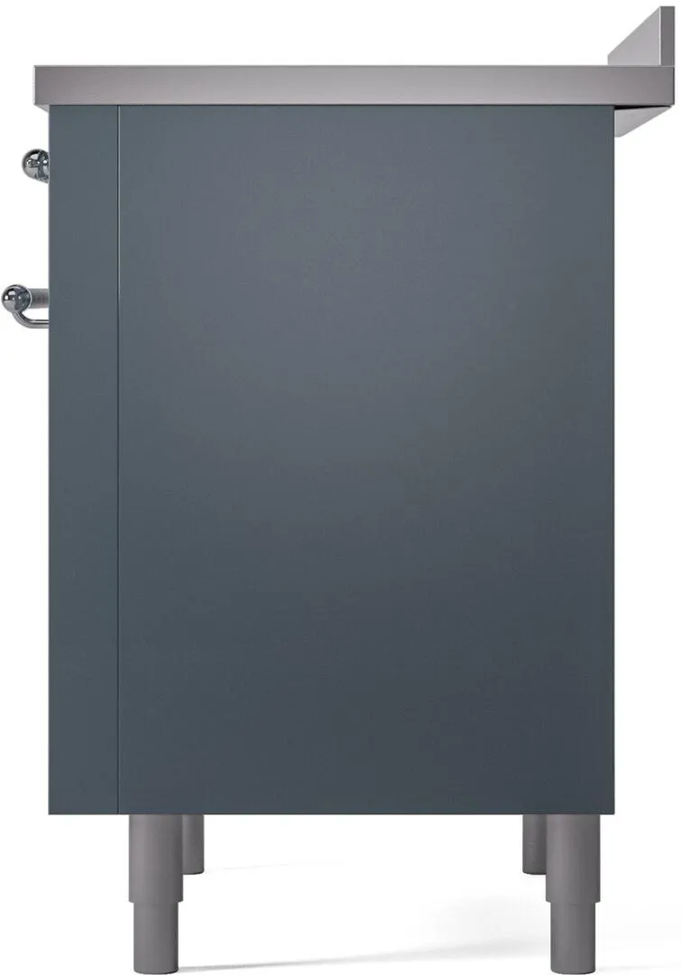 Ilve UPI366NMPBGC Nostalgie Ii 36 Inch Electric Freestanding Range In Blue Grey With Chrome Trim