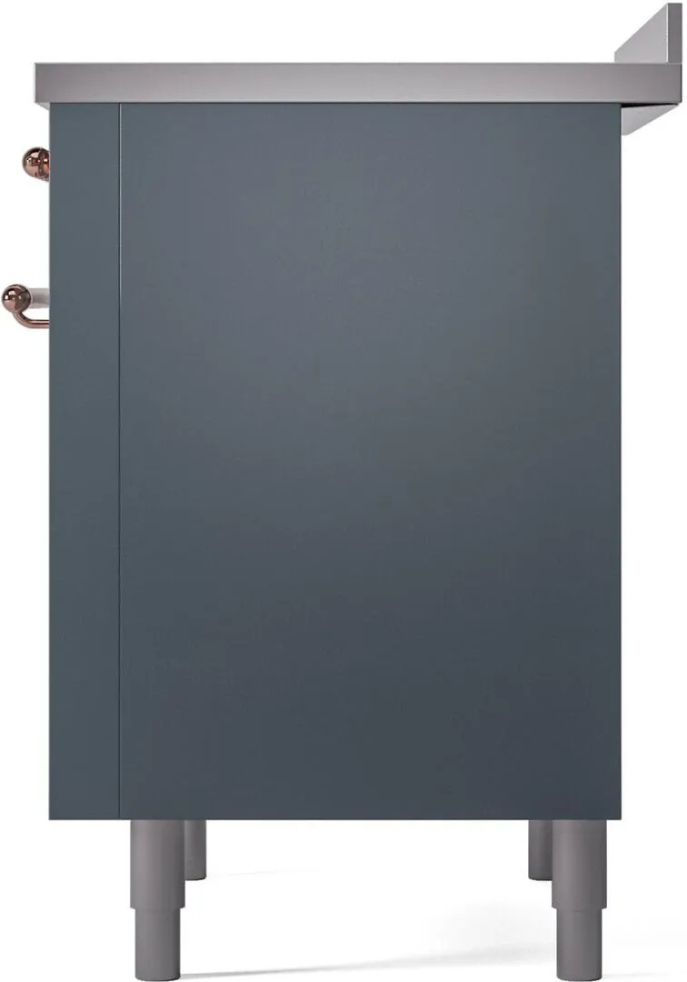 Ilve UPI366NMPBGP Nostalgie Ii 36 Inch Electric Freestanding Range In Blue Grey With Copper Trim