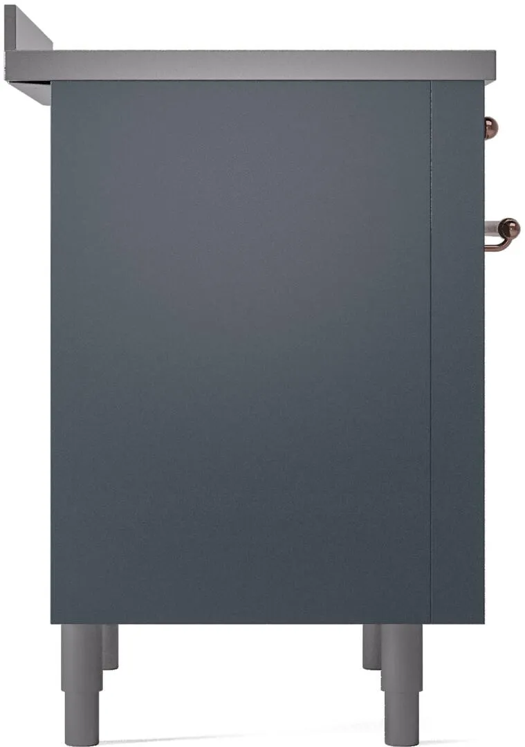 Ilve UPI366NMPBGP Nostalgie Ii 36 Inch Electric Freestanding Range In Blue Grey With Copper Trim