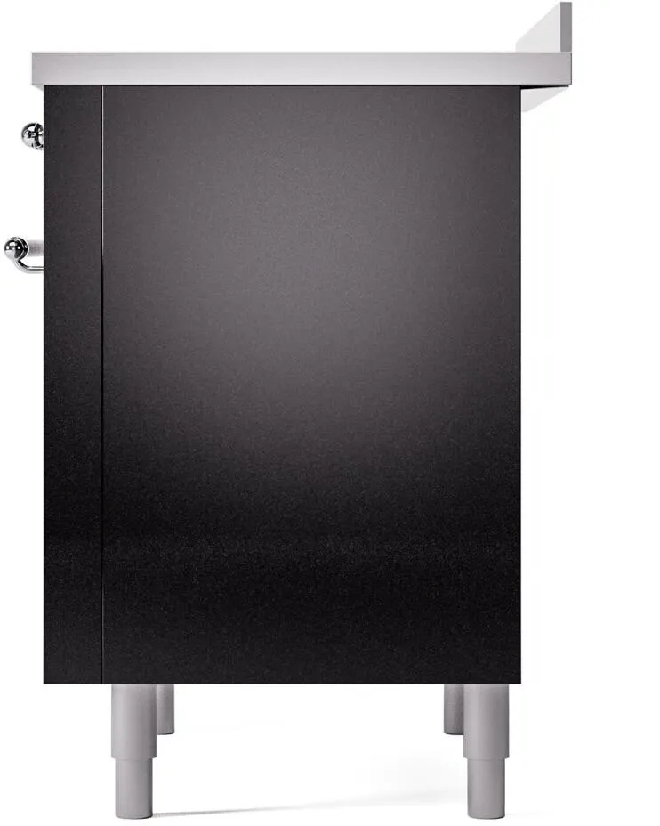 Ilve UPI366NMPBKC Nostalgie Ii 36 Inch Electric Freestanding Range In Glossy Black With Chrome Trim