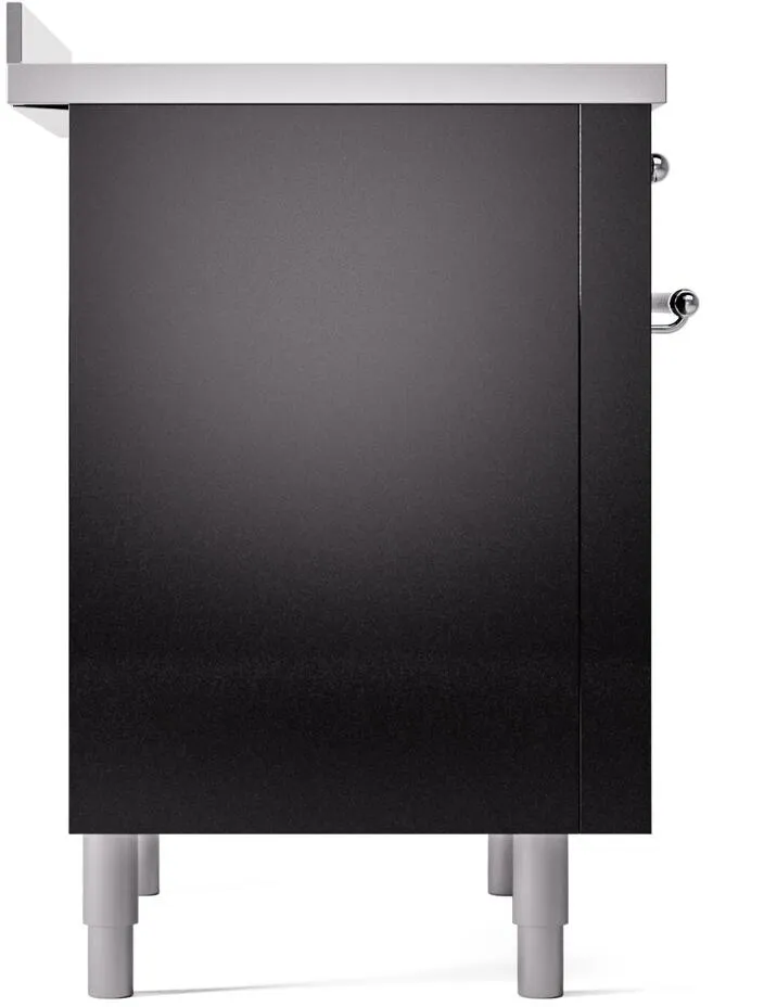 Ilve UPI366NMPBKC Nostalgie Ii 36 Inch Electric Freestanding Range In Glossy Black With Chrome Trim