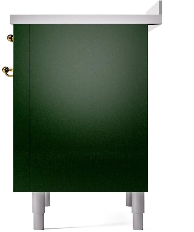 Ilve UPI366NMPEGG Nostalgie Ii 36 Inch Electric Freestanding Range In Emerald Green With Brass Trim