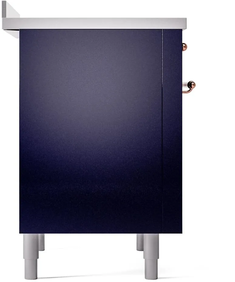 Ilve UPI366NMPMBP Nostalgie Ii 36 Inch Electric Freestanding Range In Blue With Copper Trim