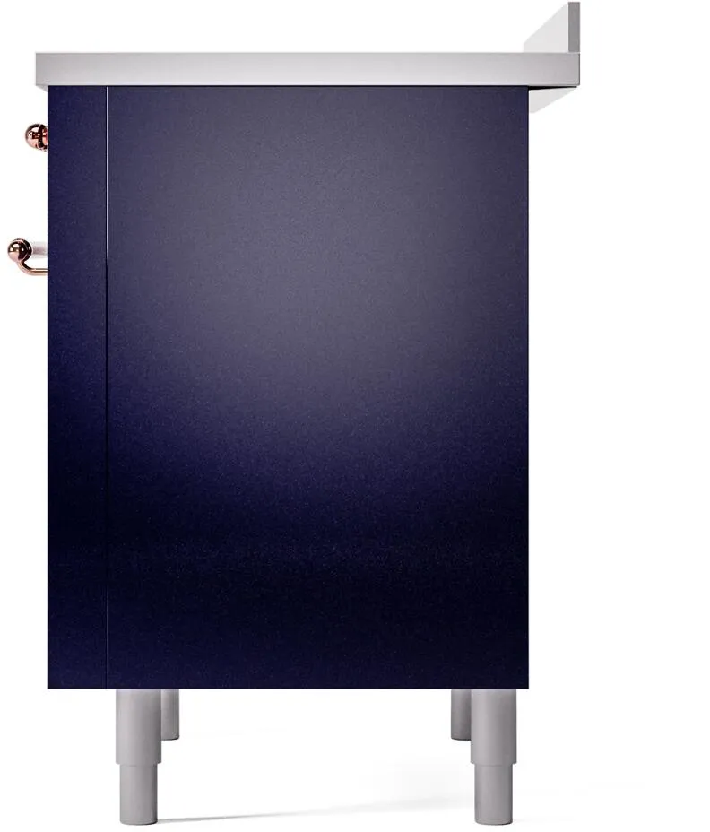 Ilve UPI366NMPMBP Nostalgie Ii 36 Inch Electric Freestanding Range In Blue With Copper Trim