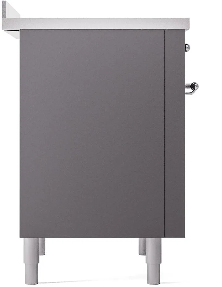Ilve UPI366NMPMGC Nostalgie Ii 36 Inch Electric Freestanding Range In Matte Graphite With Chrome Trim