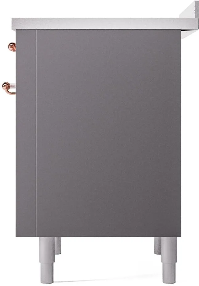 Ilve UPI366NMPMGP Nostalgie Ii 36 Inch Electric Freestanding Range In Matte Graphite With Copper Trim