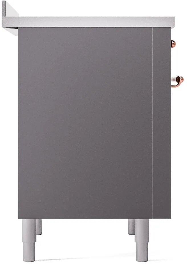 Ilve UPI366NMPMGP Nostalgie Ii 36 Inch Electric Freestanding Range In Matte Graphite With Copper Trim