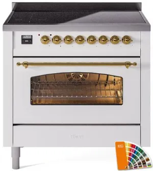 Ilve UPI366NMPRAG Nostalgie Ii 36 Inch Electric Freestanding Range In Ral Custom Color With Brass Trim