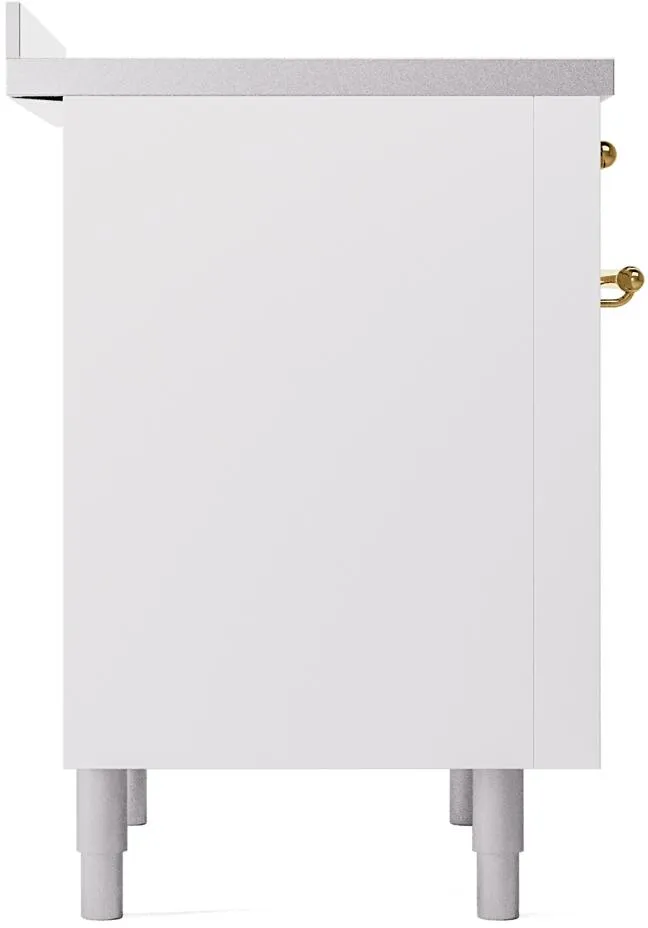Ilve UPI366NMPWHG Nostalgie Ii 36 Inch Electric Freestanding Range In White With Brass Trim