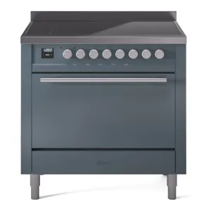 Ilve UPI366QMPBG Professional Plus Ii 36 Inch Electric Freestanding Range In Blue Grey With Trim
