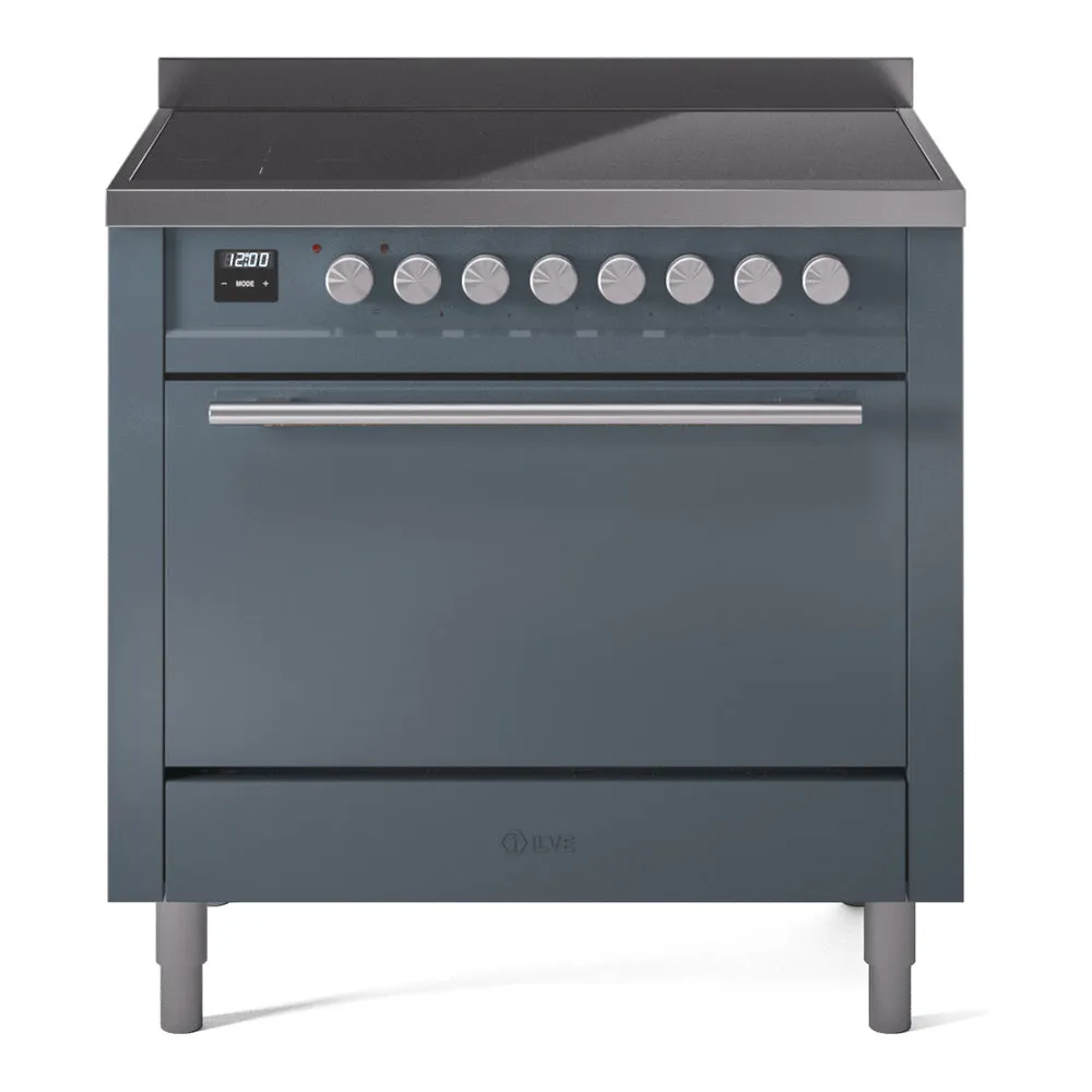Ilve UPI366QMPBG Professional Plus Ii 36 Inch Electric Freestanding Range In Blue Grey With Trim