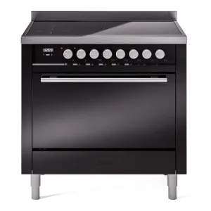 Ilve UPI366QMPBK Professional Plus Ii 36 Inch Electric Freestanding Range In Black With Trim