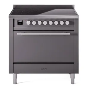 Ilve UPI366QMPMG Professional Plus Ii 36 Inch Electric Freestanding Range In Matte Graphite With Trim