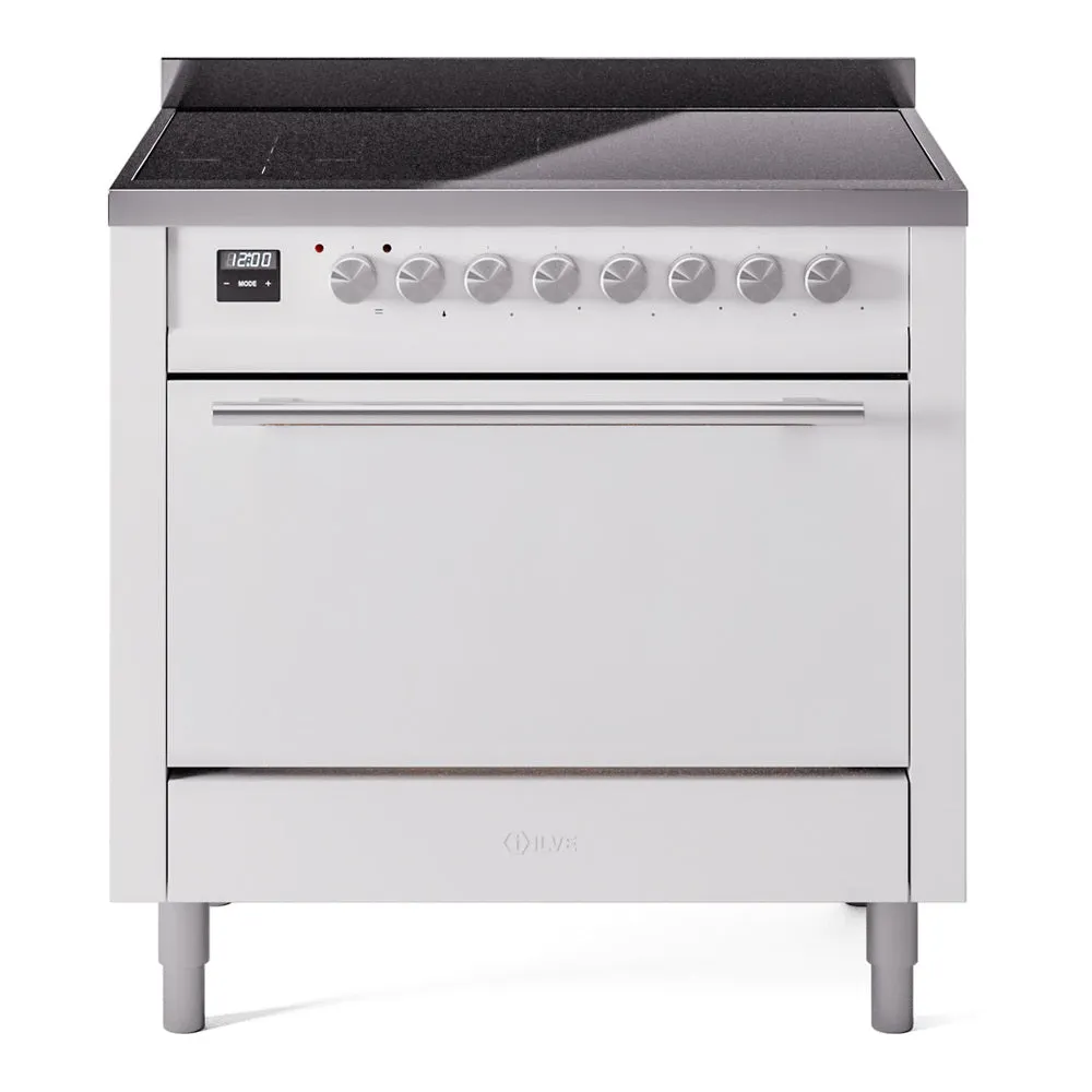 Ilve UPI366QMPWH Professional Plus Ii 36 Inch Electric Freestanding Range In White With Trim