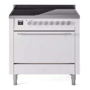 Ilve UPI366QMPWH Professional Plus Ii 36 Inch Electric Freestanding Range In White With Trim