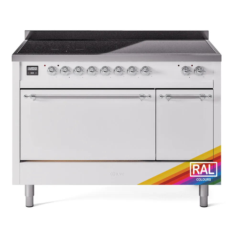Ilve UPI486QNMPRAC Nostalgie Ii 48 Inch Electric Freestanding Range In Ral Custom Color With Chrome Trim