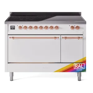 Ilve UPI486QNMPRAP Nostalgie Ii 48 Inch Electric Freestanding Range In Ral Custom Color With Copper Trim