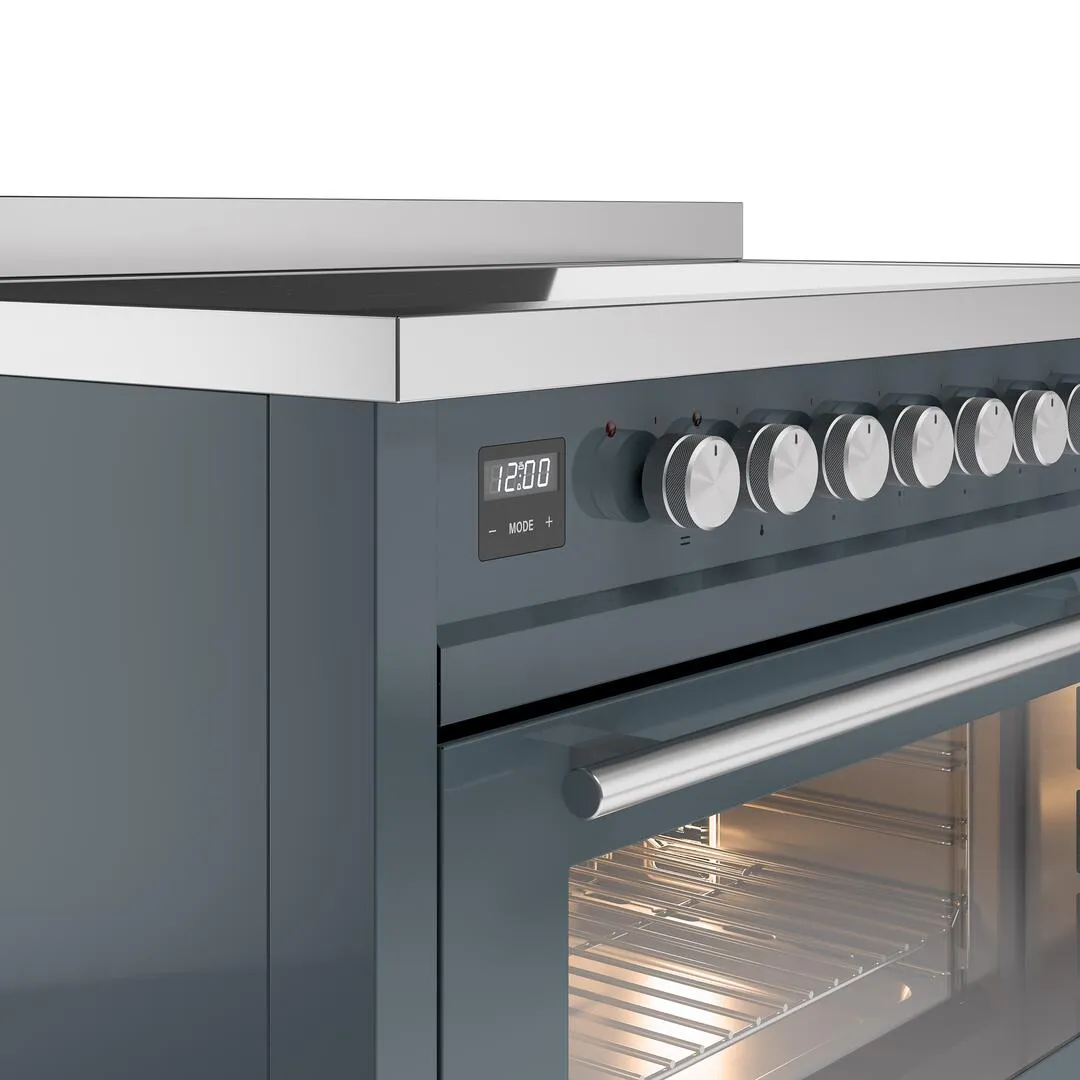 Ilve UPI486WMPBG Professional Plus Ii 48 Inch Electric Freestanding Range In Blue Grey With Trim