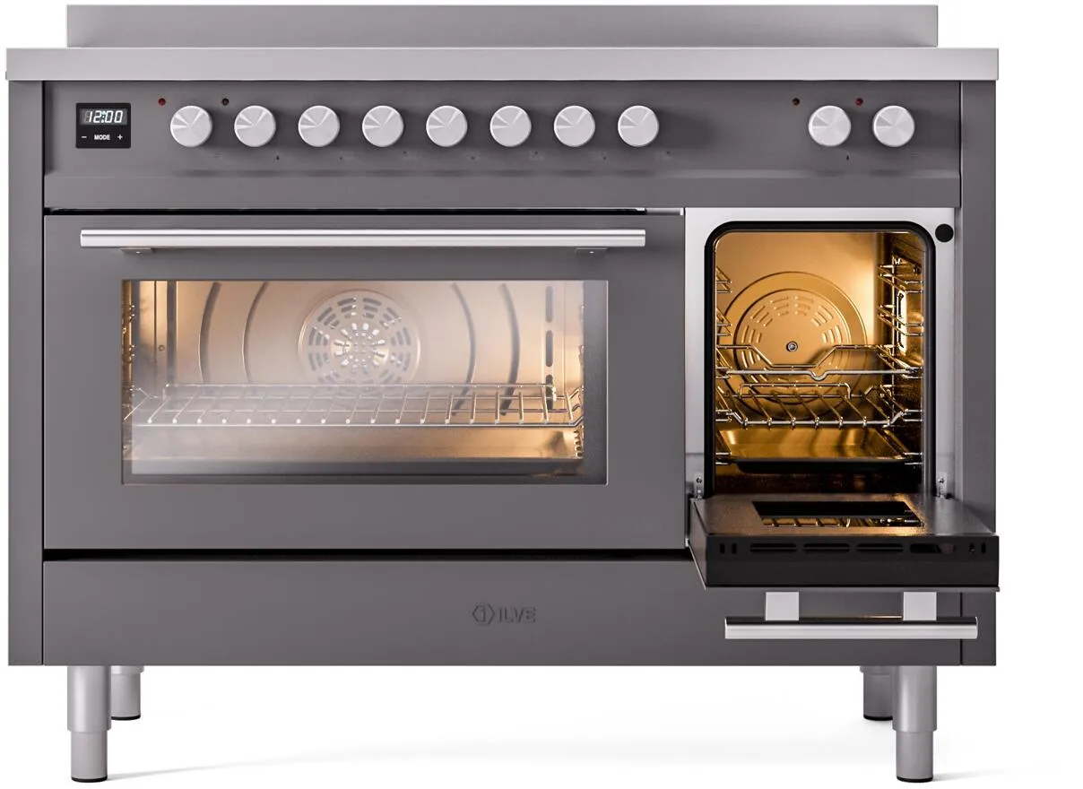 Ilve UPI486WMPMG Professional Plus Ii 48 Inch Electric Freestanding Range In Matte Graphite With Trim