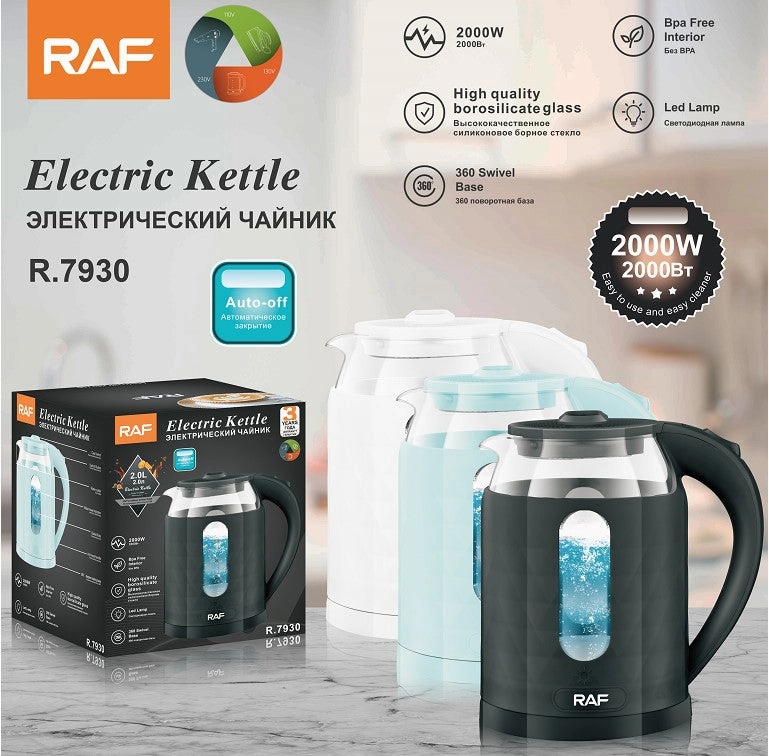 Instant Hot Deal Raf Glass Kettle,2Lit, 2000 Watts