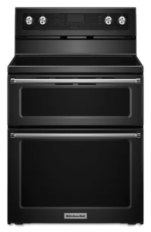 Kitchenaid KFED500EBL 30-Inch 5 Burner Electric Double Oven Convection Range - Black
