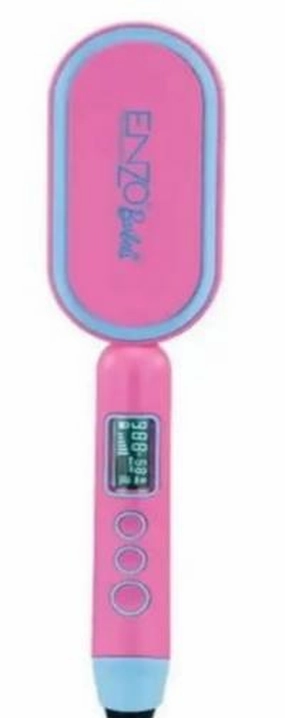 Enzo Hair Straightener Brush, Pink Limited Stock Hot Deal