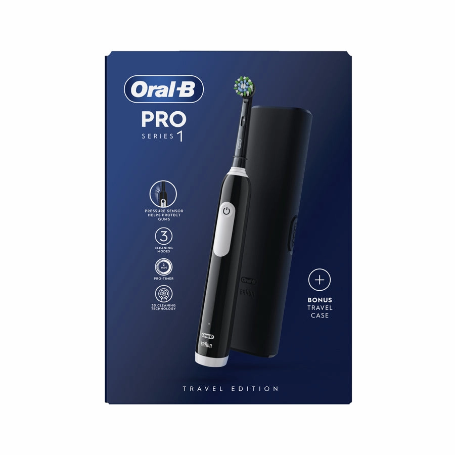 Last Chance Steal Today Only Steal Oral-B Pro 1 Cross Action Black With Travel Case