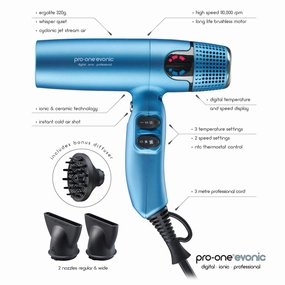 Pro-One Evonic Hairdryer - Blue Big Savings Alert Save More Now