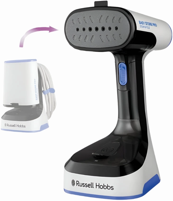 Surprise Discount Today Russell Hobbs Garment Steamer Easy Store, Pro Steam & Fold, White & Blue