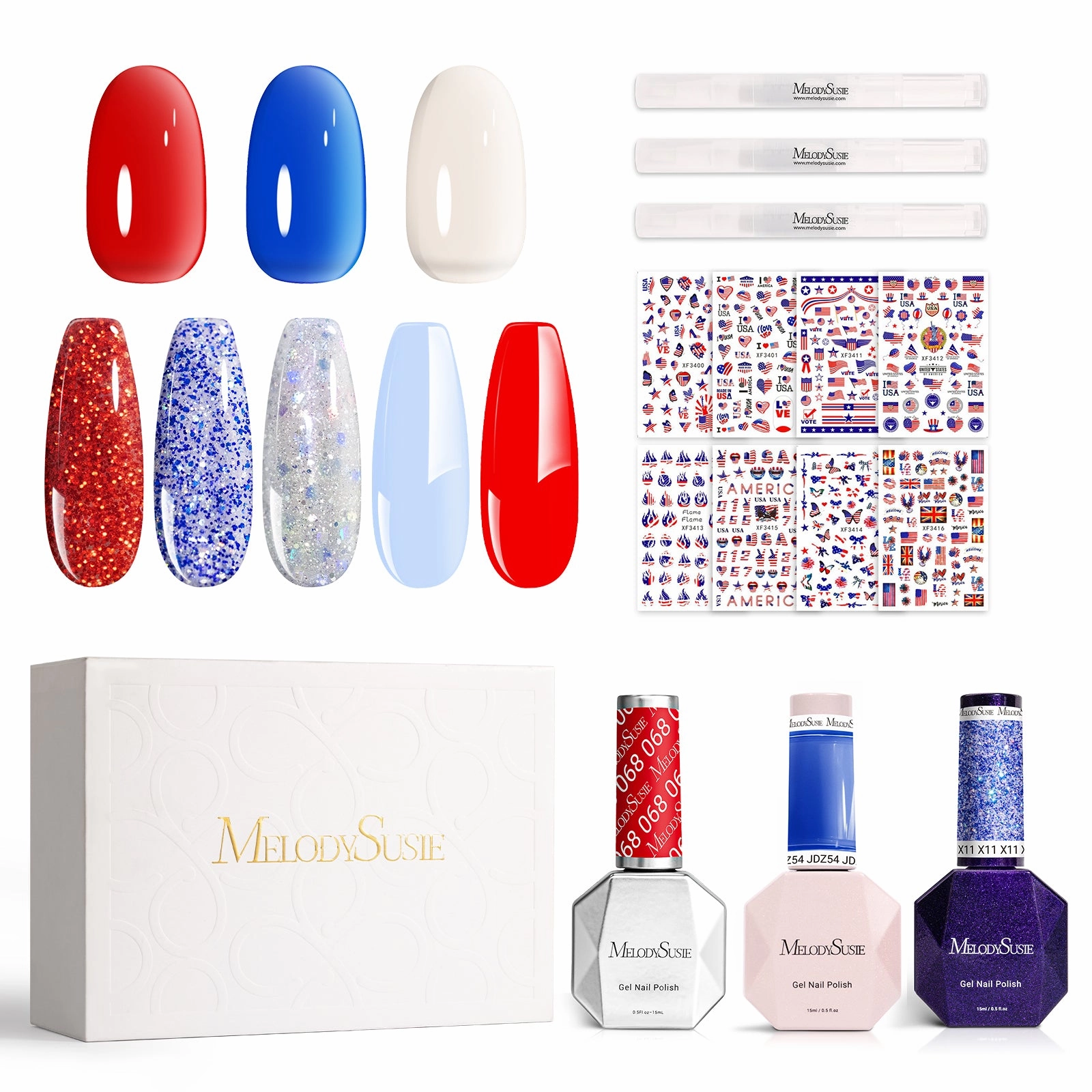 Todays Steal Independence Day Gel Nail Polish Gift Box - 8 Colors
