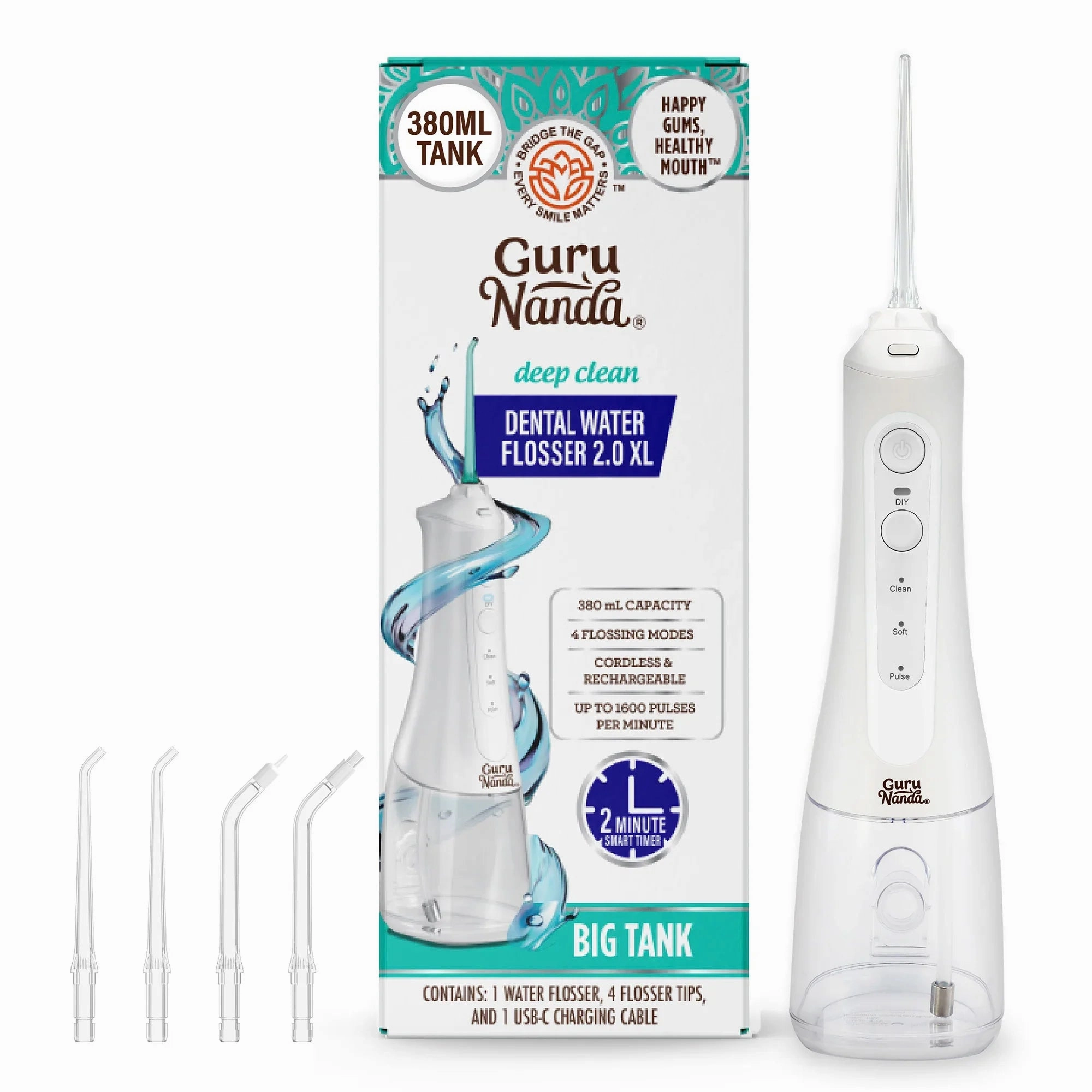 Deep Clean Dental Water Flosser 2.0 Xl (380Ml) - White Dont Miss Out Instant Discount